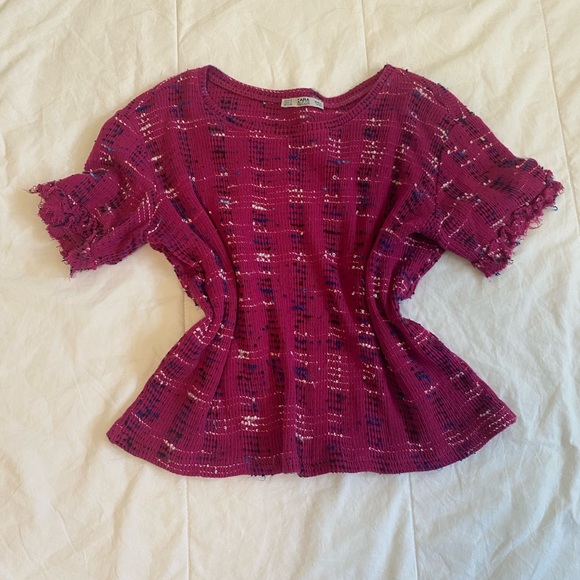 Zara Knitted / Frayed Crop Top - Picture 1 of 9